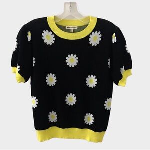 Saint Geraldine Floral Knit Short Sleeve Top Size XS